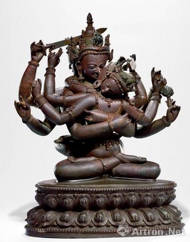 铜双身密集金刚像