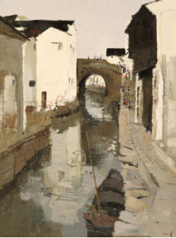 吴冠中《绍兴河滨》