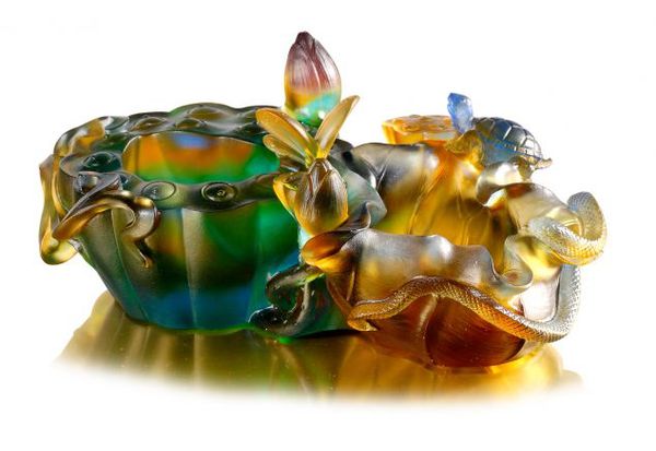 琉璃工艺品－龟蛇寿永子满堂
