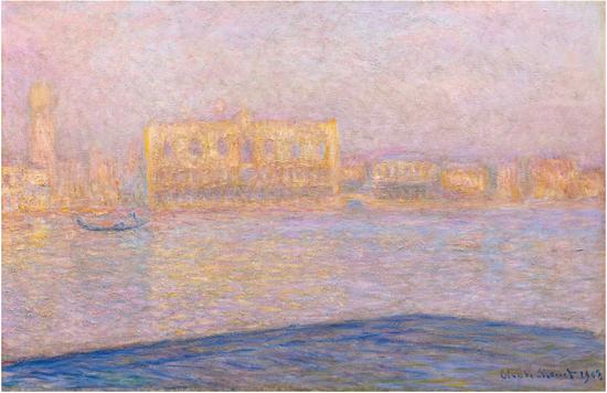 克劳德·莫奈（Claude Monet），《从圣乔治·马焦雷岛观总统府》(Le Palais Ducal vu de Saint-Georges Majeur)，1908 图片：Courtesy Sotheby's
