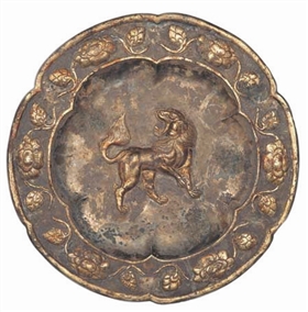 (图2)唐狮纹金花银盘