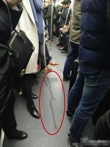 家长让小孩在地铁2号线小便 引网友一片吐槽
