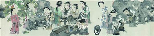 马小娟《红楼梦之海棠诗社》(手卷局部)