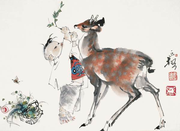 李延声作品《小草》34cm×46cm_1985年作