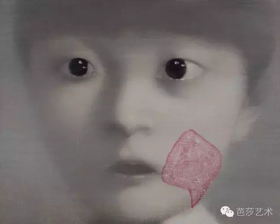 张晓刚《我的女儿1号》，布上油画，40×50cm，2000