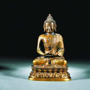 清乾隆 铜鎏金无量寿佛像 清乾隆 铜鎏金无量寿佛像