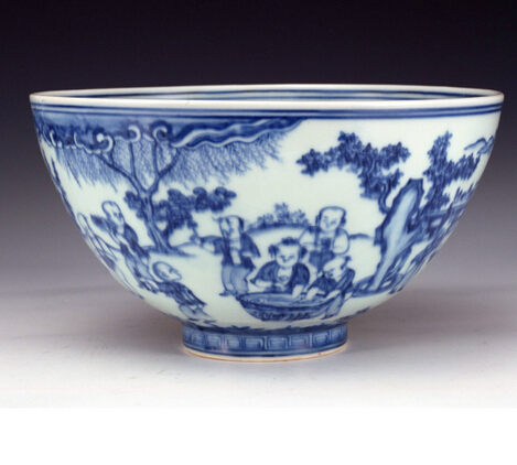 明景德镇窑青花婴戏纹碗