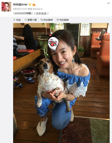 林依晨微博截图。