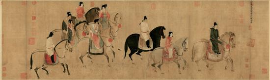 张萱《虢国夫人游春图》（木版水?。? longdesc=