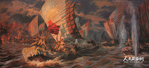 百万雄师下江南 董希文 油画 200cm×420cm1959年 中国国家博物馆藏 百万雄师下江南 董希文 油画 200cm×420cm1959年 中国国家博物馆藏