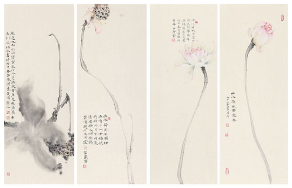 莲道(4条屏)68x25cm x4 莲道(4条屏)68x25cm x4