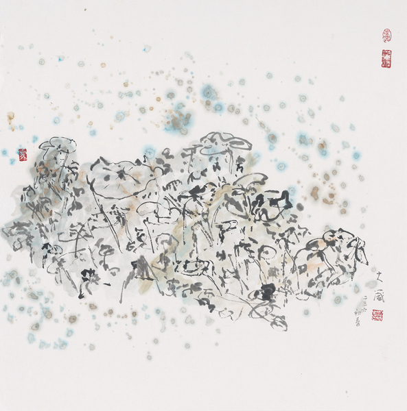 19.邵大箴《山水》水墨2016年初春，69cmx69cm