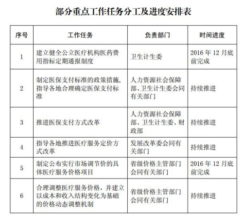 部分重点工作任务时间表。来自国家发改委网站。