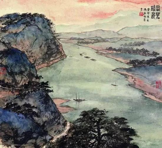 傅抱石《富春晓色》