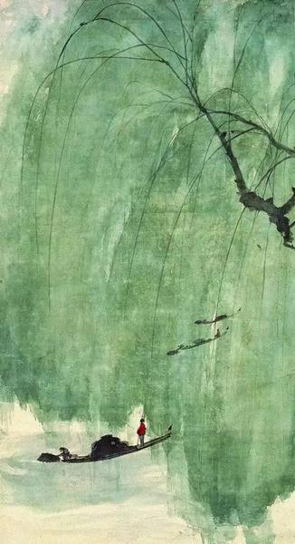 傅抱石《春风杨柳万千条》