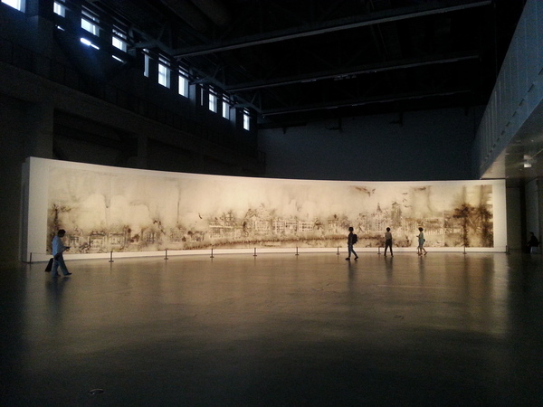 蔡国强 《没有我们的外滩》 火药、纸 2014年