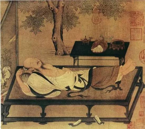 《槐荫消夏图》 宋 佚名 小品册页，纸本设色，
北京故宫博物院藏