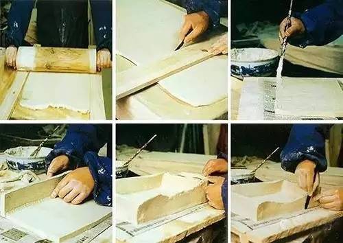 方形瓷盘做坯过程图在这过程中