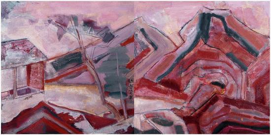 王劼音 《山居图》布面丙烯 油彩 100x200 cm 2003