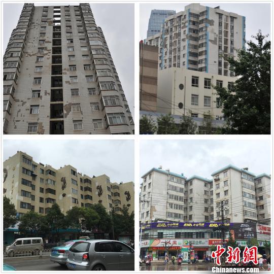 图为昆明数小区外墙砖脱落严重，如“俄罗斯方块”?！＄殉?摄