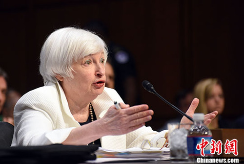 图为耶伦在听证会现场。 <a target='_blank' href='http://www.chinanews.com/'>中新社</a>记者 张蔚然 摄