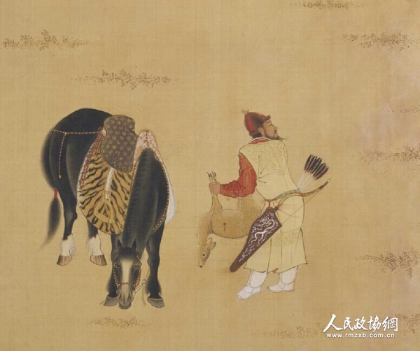 《明宣宗射猎图》轴(局部) 明 《明宣宗射猎图》轴(局部) 明