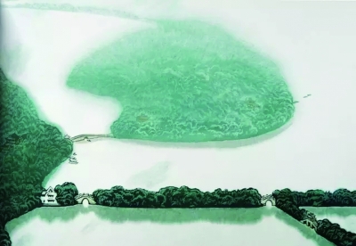 烟雨西子(版画)  1985年  陆放    浙江美术馆藏