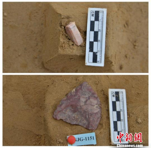 怀来盆地南家沟遗址出土的细石核与尖状器。 牛东伟 摄