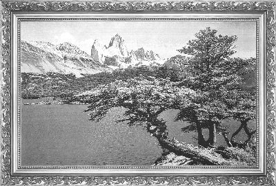 利用数字化技术设计与制作的织锦作品《落基山风光》 利用数字化技术设计与制作的织锦作品《落基山风光》