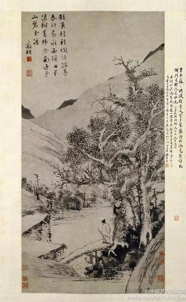 文徵明的《溪桥策杖图》