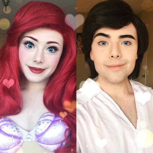 据BuzzFeed报道，美国22岁小伙理查德-沙弗化妆技术高超，擅长Cosplay动画片中的公主形象。造型完成后根本看不出来这是一位22岁的小伙子。图为化妆前后的对比。网友惊呼“比女孩还精致”。