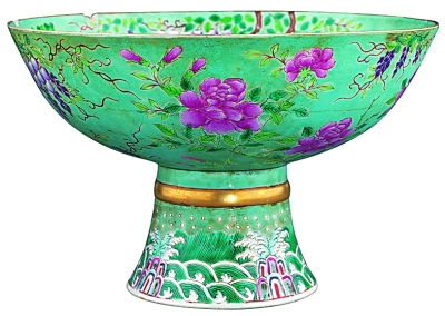 大雅斋粉彩花鸟高足碗(陶瓷·清代) 大雅斋粉彩花鸟高足碗(陶瓷·清代)