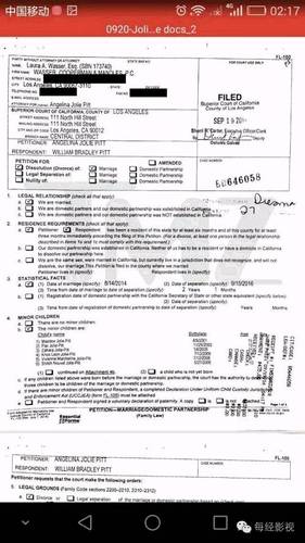 朱莉通过律师向法院提交的文件截图(据TMZ报道)