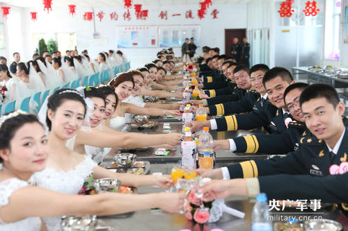 图为50对新人举杯共庆。陈浩 摄　