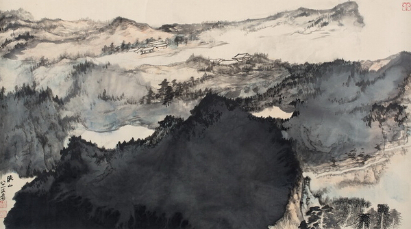张大千《晚山图》 张大千《晚山图》