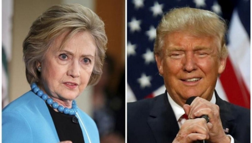 希拉里与特兰普(右) 点击进入下一页