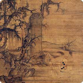 《读碑窠石图》局部 《读碑窠石图》局部