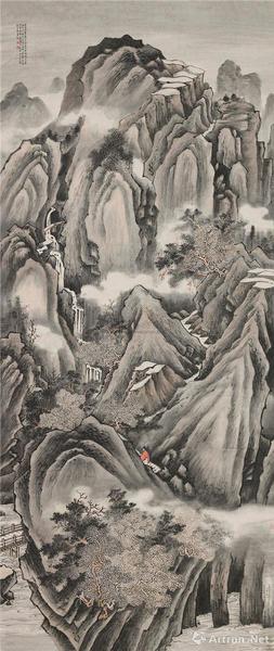 附图10、金城 山水图 镜心