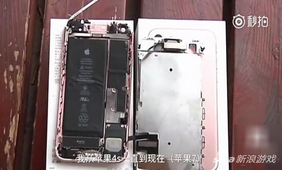 视频中并未见到燃烧的痕迹，电池也完好