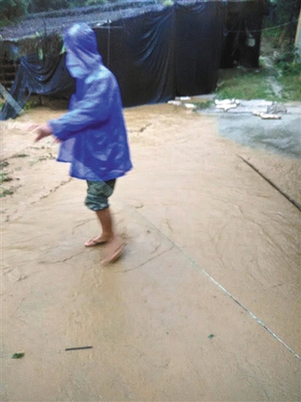 周炳耀留下的最后一张照片。9月15日，他刚刚清理完一处菇棚，被村民无意间抓拍。几分钟后，周炳耀不幸落水殉职。张华忠 摄