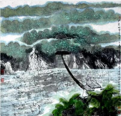 《泸定桥烟云》 122x122cm 2006年 《泸定桥烟云》 122x122cm 2006年