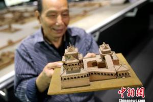 图为王泰来展示自己的作品?！≌旁?摄