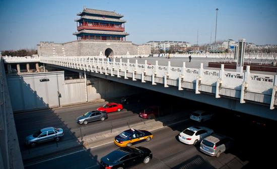 现在的永定门城楼（图源 新京报 新浪新闻中心联合出品《城门变》，摄影 李飞）