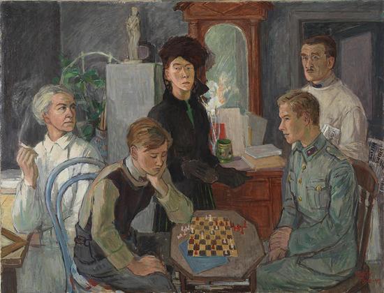 　　Tove Jansson， Family， 1942， Oil， 89 x 116 cm， Private Collection。 Photo： Finnish National Gallery / Hannu Aaltonen