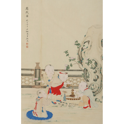 陈少梅 婴戏图 陈少梅 婴戏图