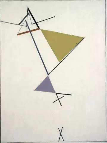 　　《三角的发展（Development of a Triangle）》，托马斯?马尔多纳多（TomásMaldonado），布面油画，1949年