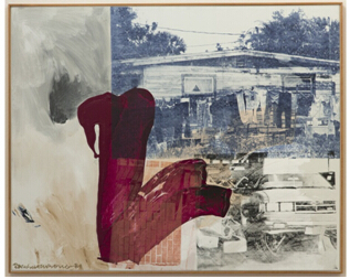 罗伯特?劳森伯格创作的《保险杠(bumper)》(来自“抢救(Salvage”系列),130,8 x 162,6厘米(51,5 x 64英寸)