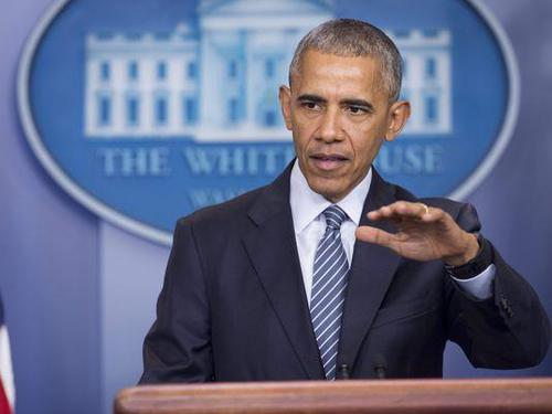 11月14日下午，奥巴马在希拉里败选后首次召开记者会（图片来源：法新社）
