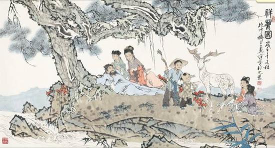 范曾《祥鹿图》，成交价：713万元，图片来源：中国嘉德