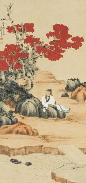 附图9、谢稚柳癸未（1943年）作 水湄静观图 立轴（2016年11月嘉德345万元成交）